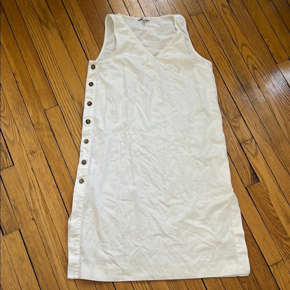Madewell White Midi Dress with Button Detail